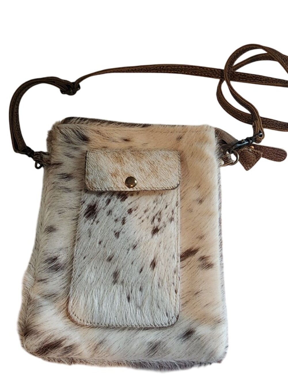 Myra Bag Cowhide Hair On Hide Crossbody Western Phone Purse 9 x 7